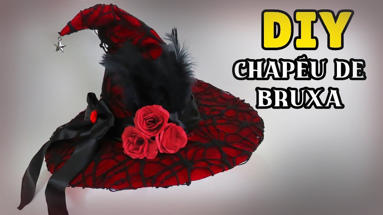 DIY: COMO FAZER CHAPÉU DE BRUXA para HALLOWEEN (SEM COSTURA)🎃 - Fantasia Festa Adulto #diyhalloween