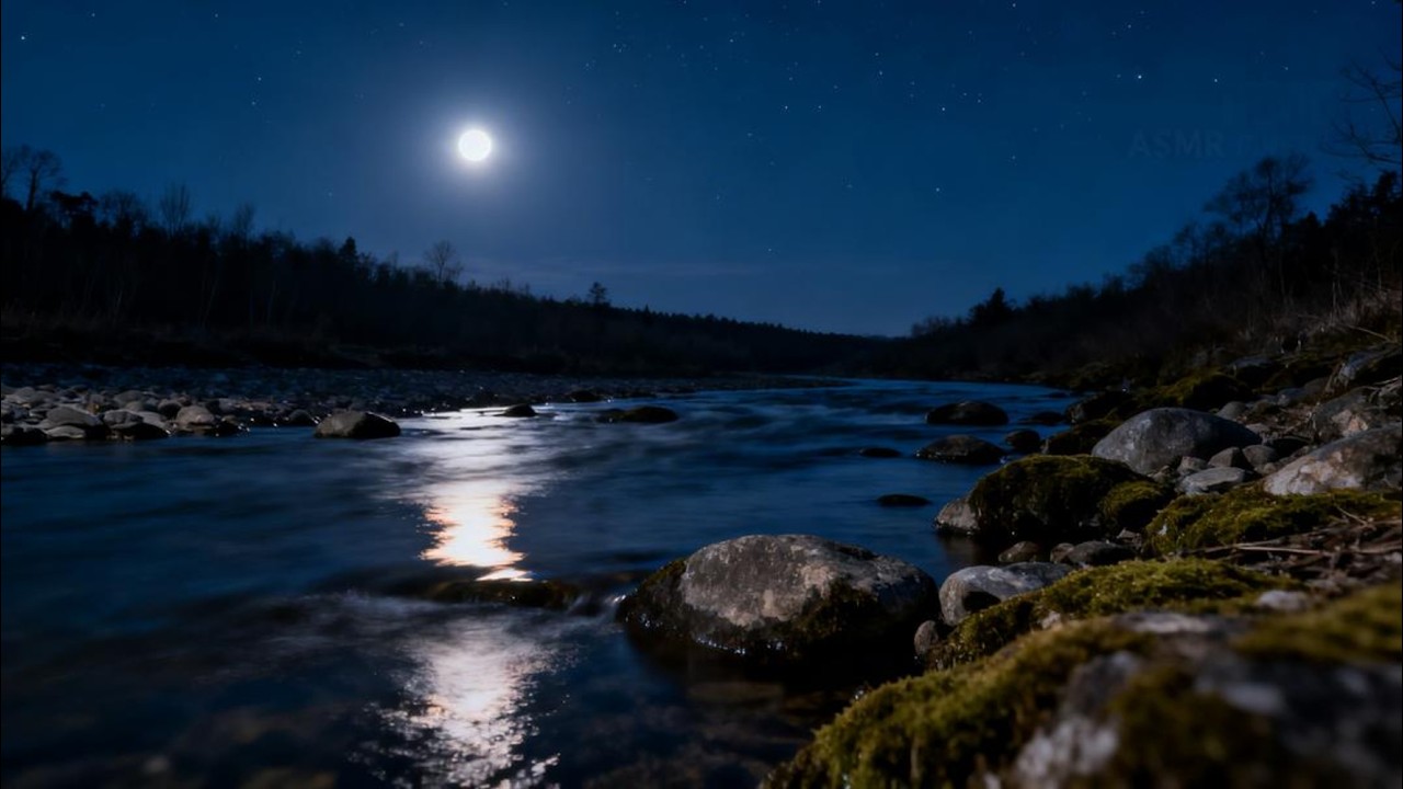 ASMR Gentle River Night 🌊 Deep Sleep Sound – No Birds, No Music