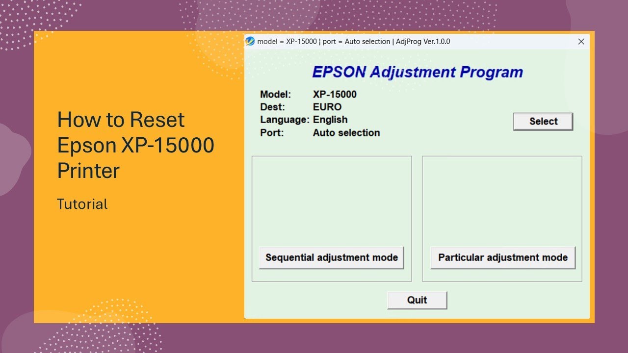 How to Reset Epson XP-15000 Printer with Resetter