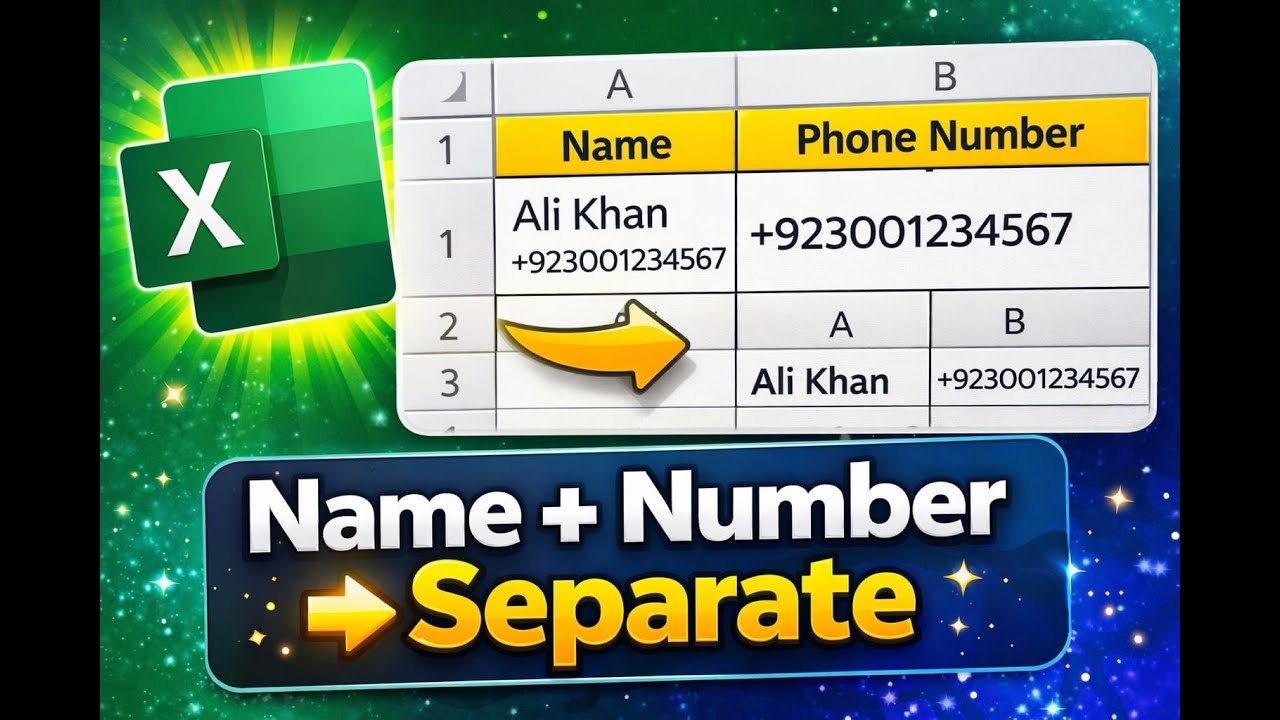 How to  separate  Name  and  phone  Number in  Excel