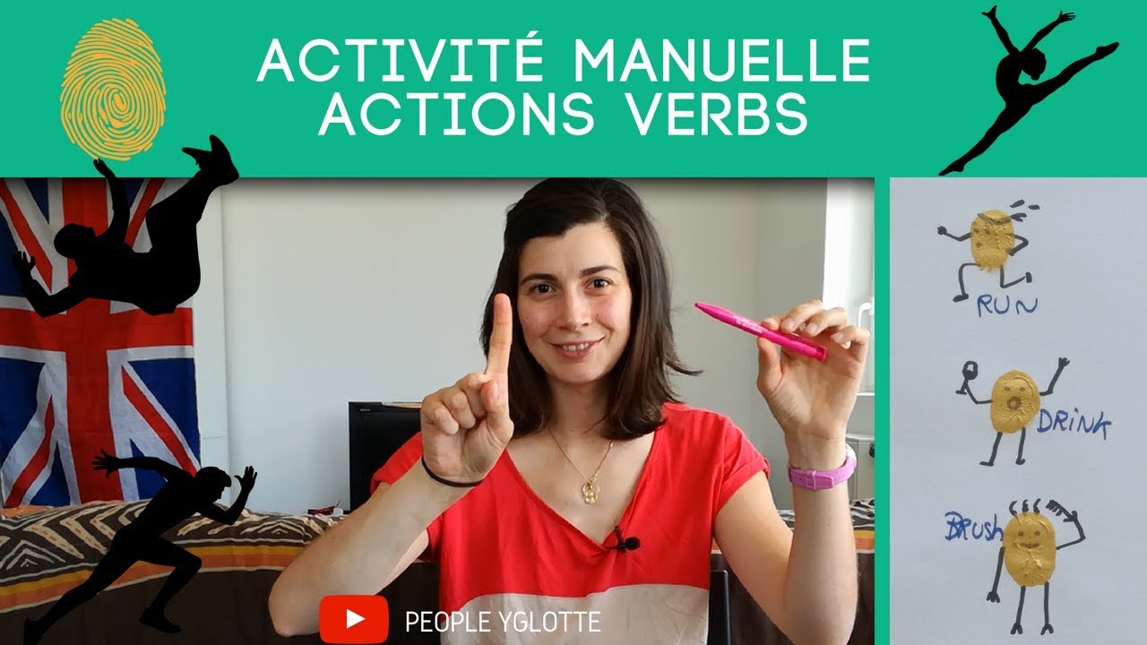 Activité manuelle en anglais - Empreintes et actions verbs