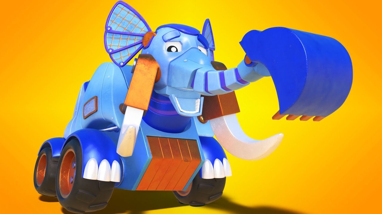 AnimaCars - The Best of ELEPHANT EXCAVATOR cartoons - cartoons for kids with trucks & animals