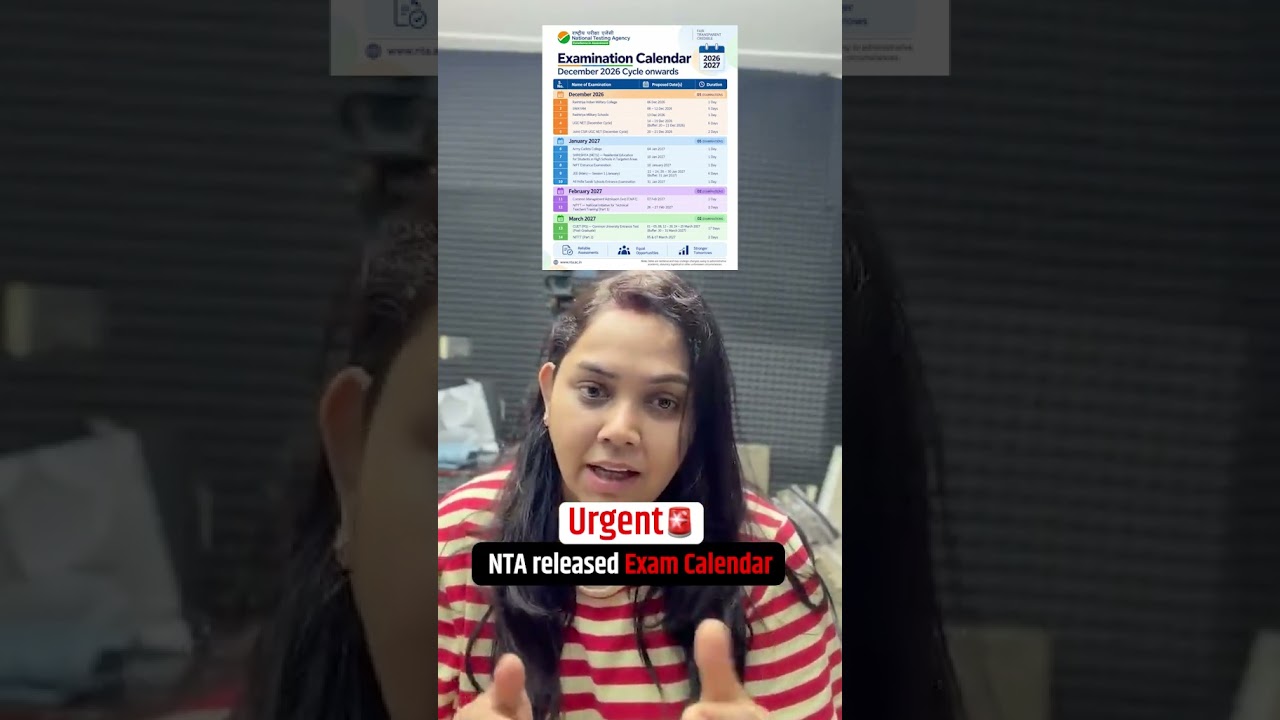 NTA EXAM CALENDAR 2027 OUT 🚨 | Important Dates You MUST Know! | NTA Latest Update #shorts