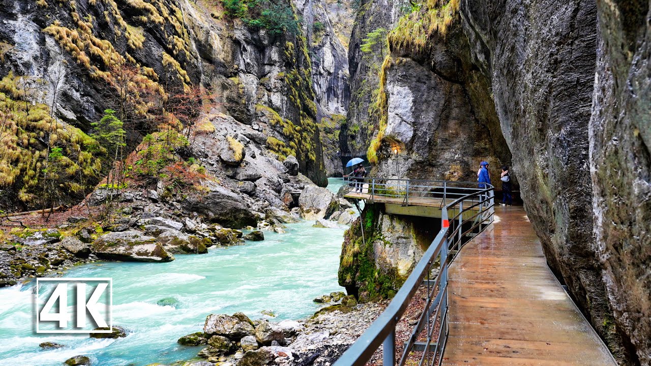 Aare Gorge Switzerland 🇨🇭 rainy day walk in most beautiful gorge in Switzerland