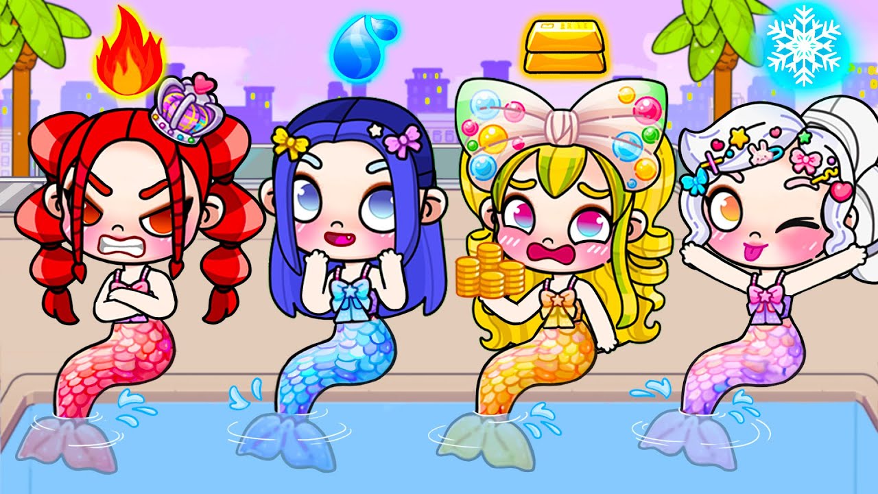 Fire vs Ice vs Golden vs Water Mermaid | Sad Story | Avatar World | Pazu Games