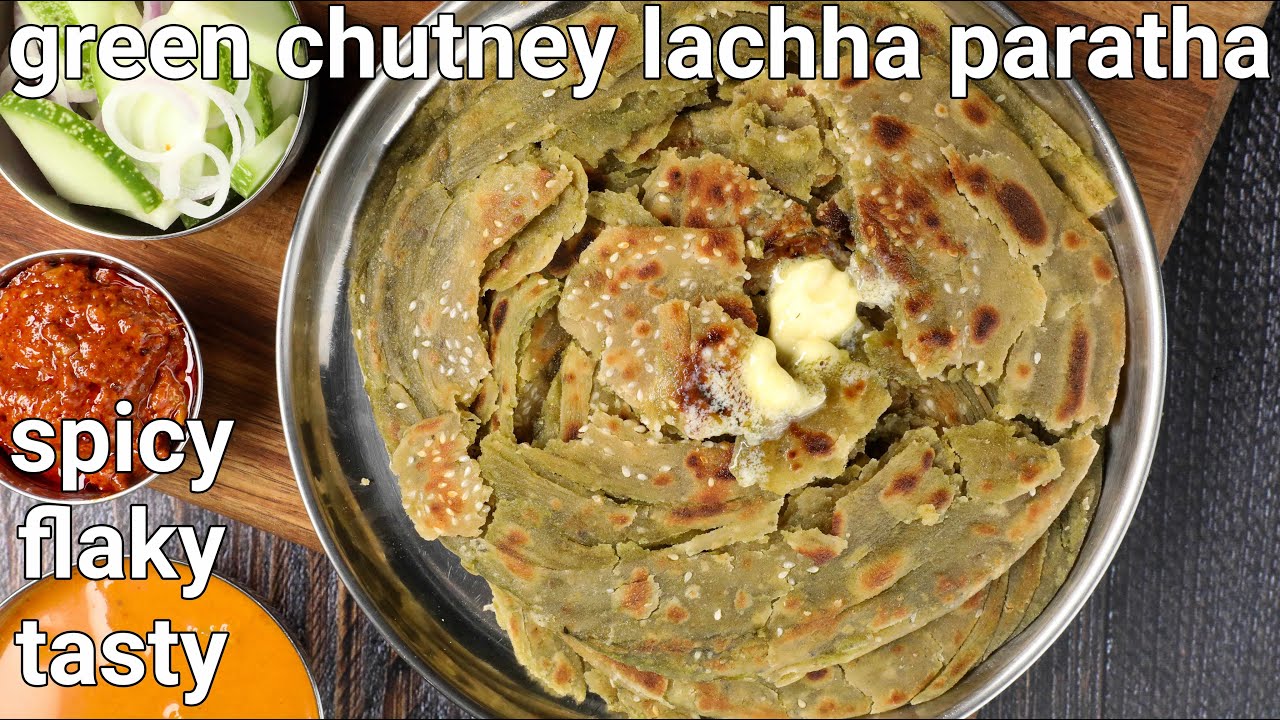 masaledar green chutney lachha paratha recipe | lachha partha with green chatni stuffing