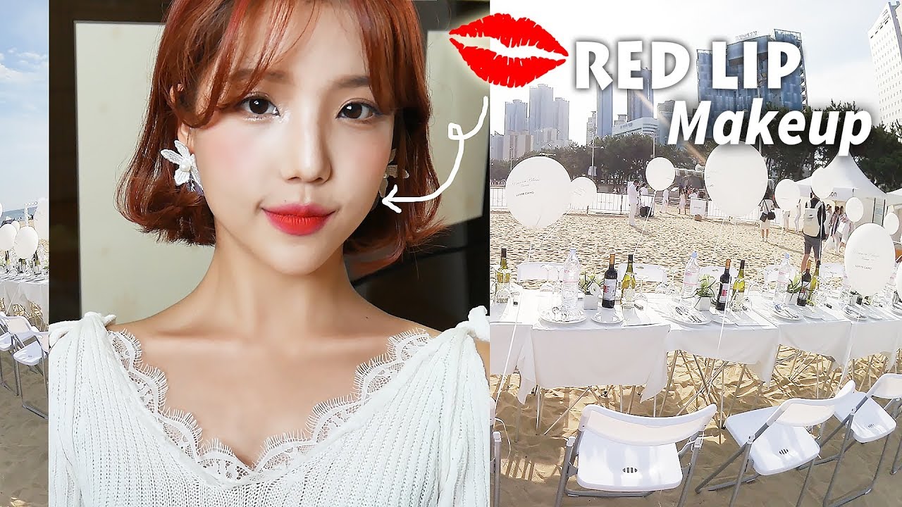 자체발광💋맑은 레드립 메이크업 같이준비해요+브이로그(디네앙블랑)Get ready with me- [쩡유]