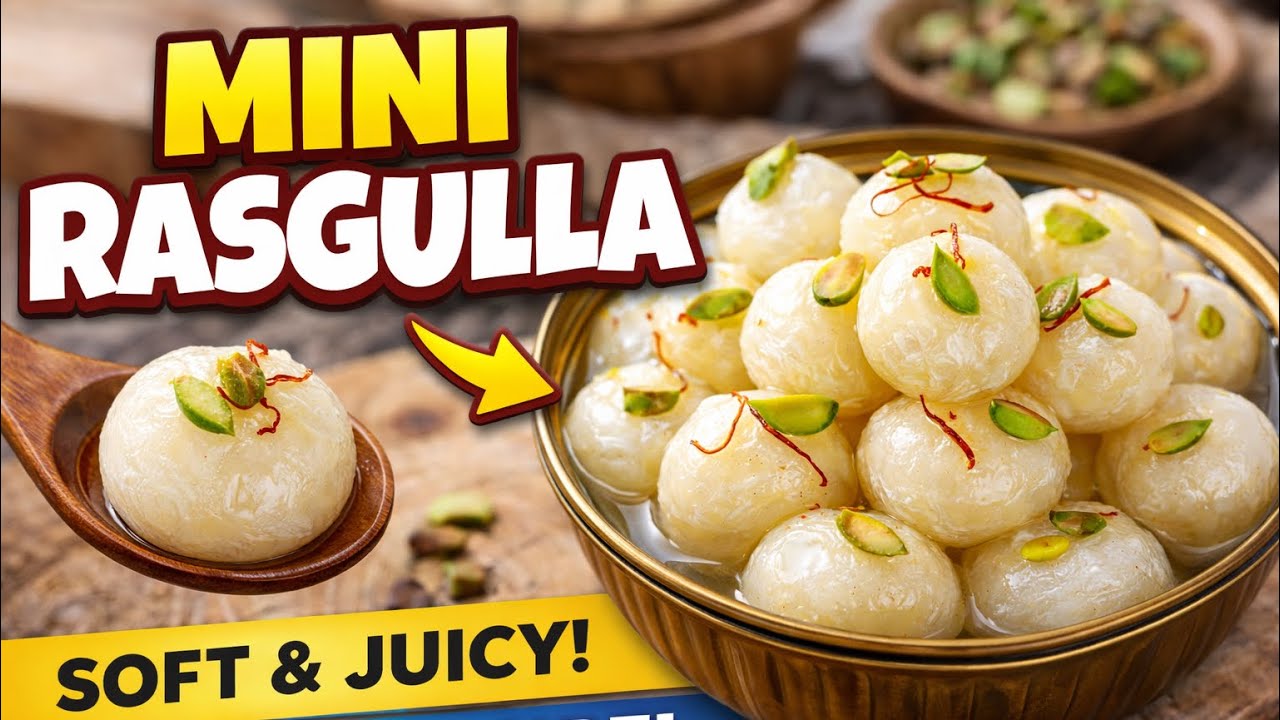Mini Rasgulla Recipe | Soft & Spongy Rasgulla at Home | Easy Bengali Sweet Recipe