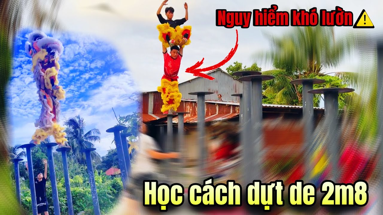 [ Vlog Múa Lân ] Dựt de 2m8 Mai Hoa Thung Độ Khó Nguy Hiểm Khó Lườn | Cùng Team Mình Tập Luyện