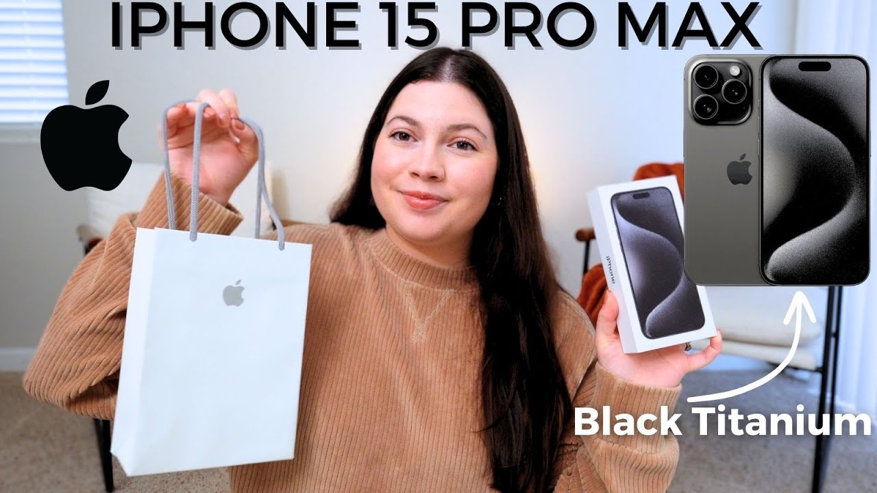 IPHONE 15 PRO MAX UNBOXING + SET UP IN BLACK TITANIUM *the most epic unboxing*