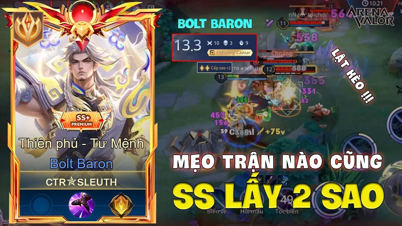 Mẹo lấy 2 sao SI&Ecirc;U DỄ với Bolt Baron đi đường t&agrave; thần Caeser | Li&ecirc;n Qu&acirc;n Mobile