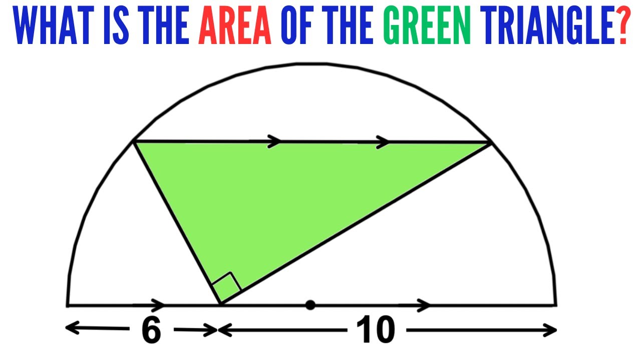 Можете ли вы найти площадь треугольника, закрашенного зеленым цветом? | (Полукруг) | #математика ...