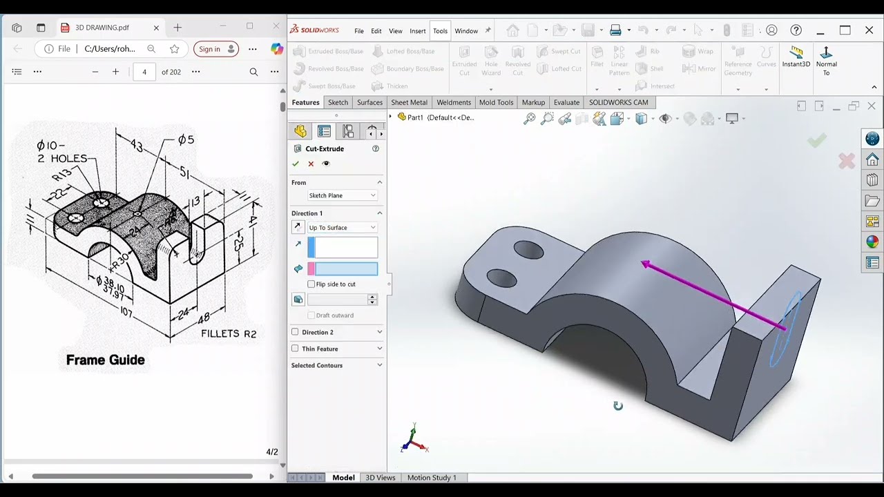 1.Frame guide in Solidworks Tutorial l SOLIDWORKS TUTORIAL