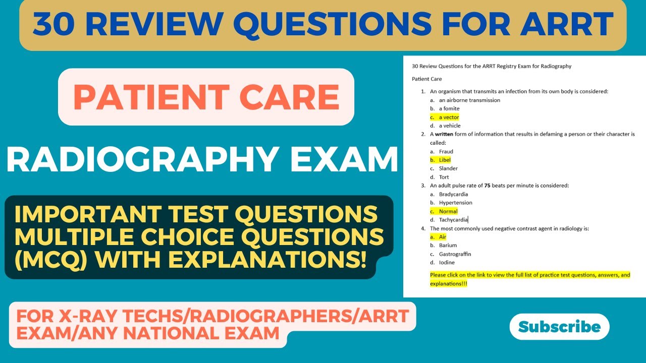 30 Must-Know Patient Care Questions for the ARRT Radiography Exam (With Answers!)