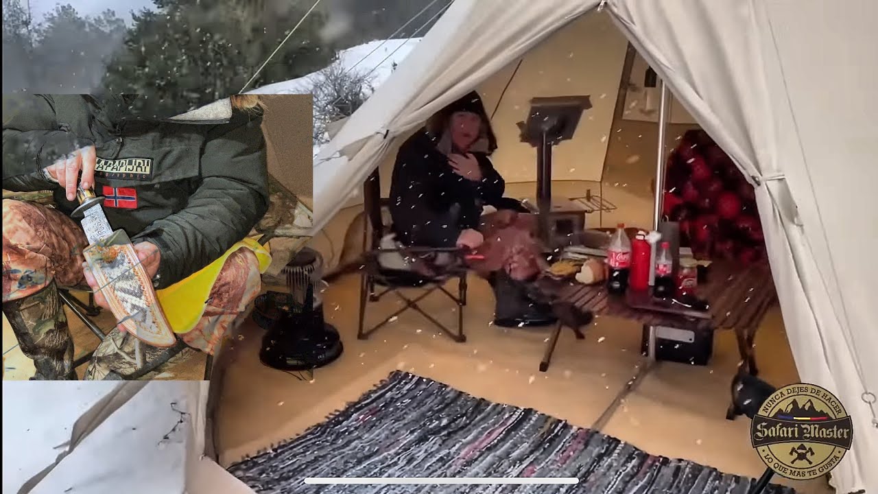 Cuchillos y Navajas de lujo en una Tormenta Invernal | Teepee overnight | Mtn. Knives #22 🏕