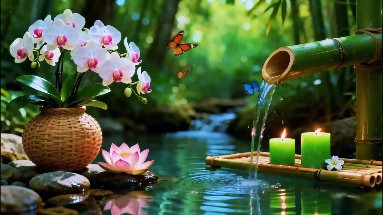 Relaxing Sleep Music with Bamboo Water Sound🌿Insomnia Relief,Calm Anxiety,Stress Relief & Meditation