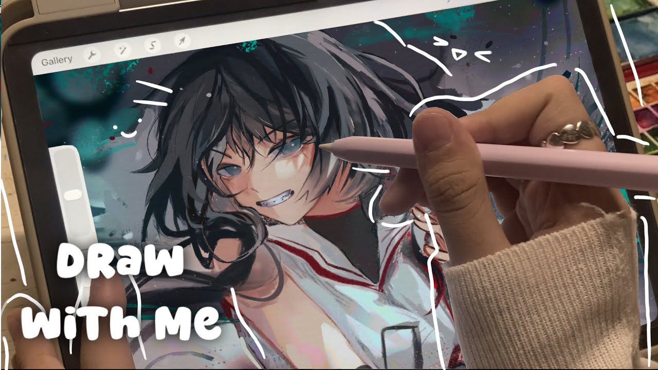 Draw with me | Procreate iPad Drawing ASMR + low sound music 🤍📎