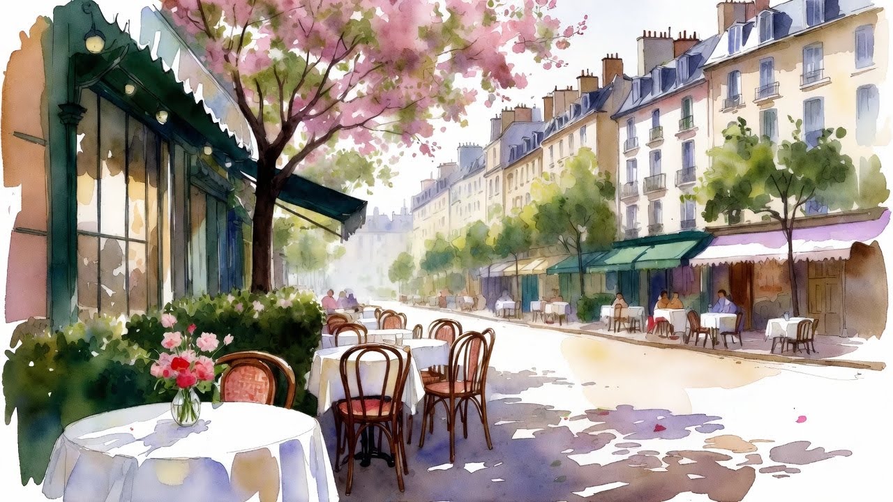 𝐄𝐀𝐑𝐋𝐘 𝐒𝐏𝐑𝐈𝐍𝐆 🌸 Paris Café Ambiance • Soft French Instrumental Music (2 Hours)