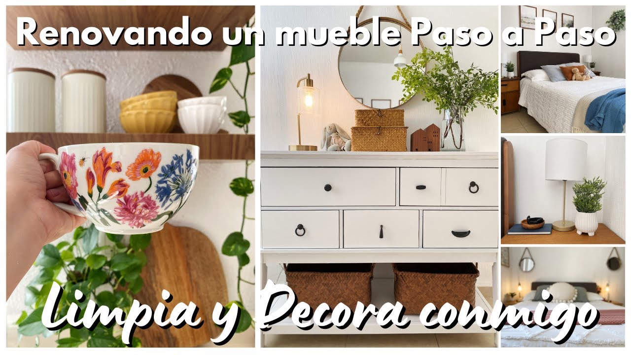 LIMPIEZA GENERAL DE LA CASA & RENOVANDO UN MUEBLE SOLO CON PINTURA 🪻🐝 | Limpia y decora conmigo 💓