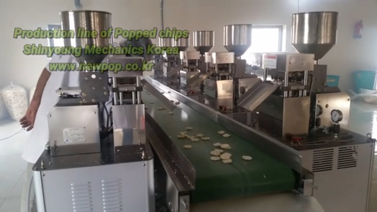 Popped chips production line by SYP popped rice cake machine from Korea.