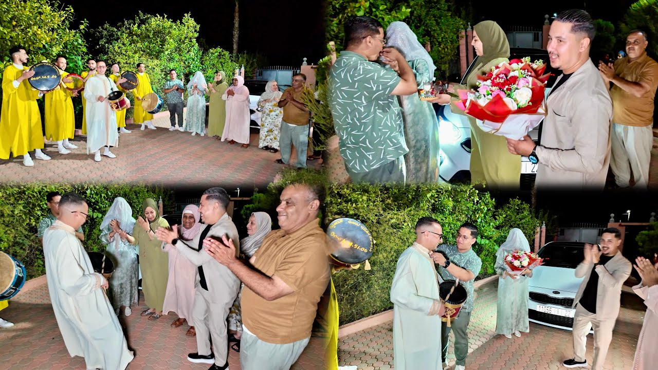 إستقبال العرسان ديالنا👰🏻🤵🏻بالورود🌹والعائلة دارت بيهم و تجمعات🎉💃🕺شحال شطحنا وغنينا 🎶🥳