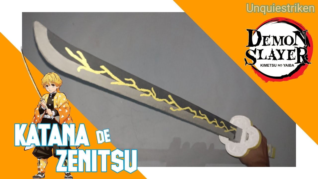 Cómo Hacer la Katana de ZENITSU de Cartón Tutorial - Kimetsu no yaiba [Unquiestriken]