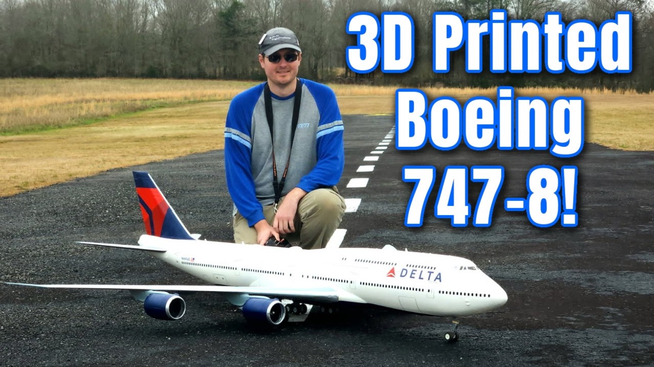 Boeing 747-8, радиоуправляемый пассажирский самолет, напечатанный на 3D-принтере компанией ALTSI ...