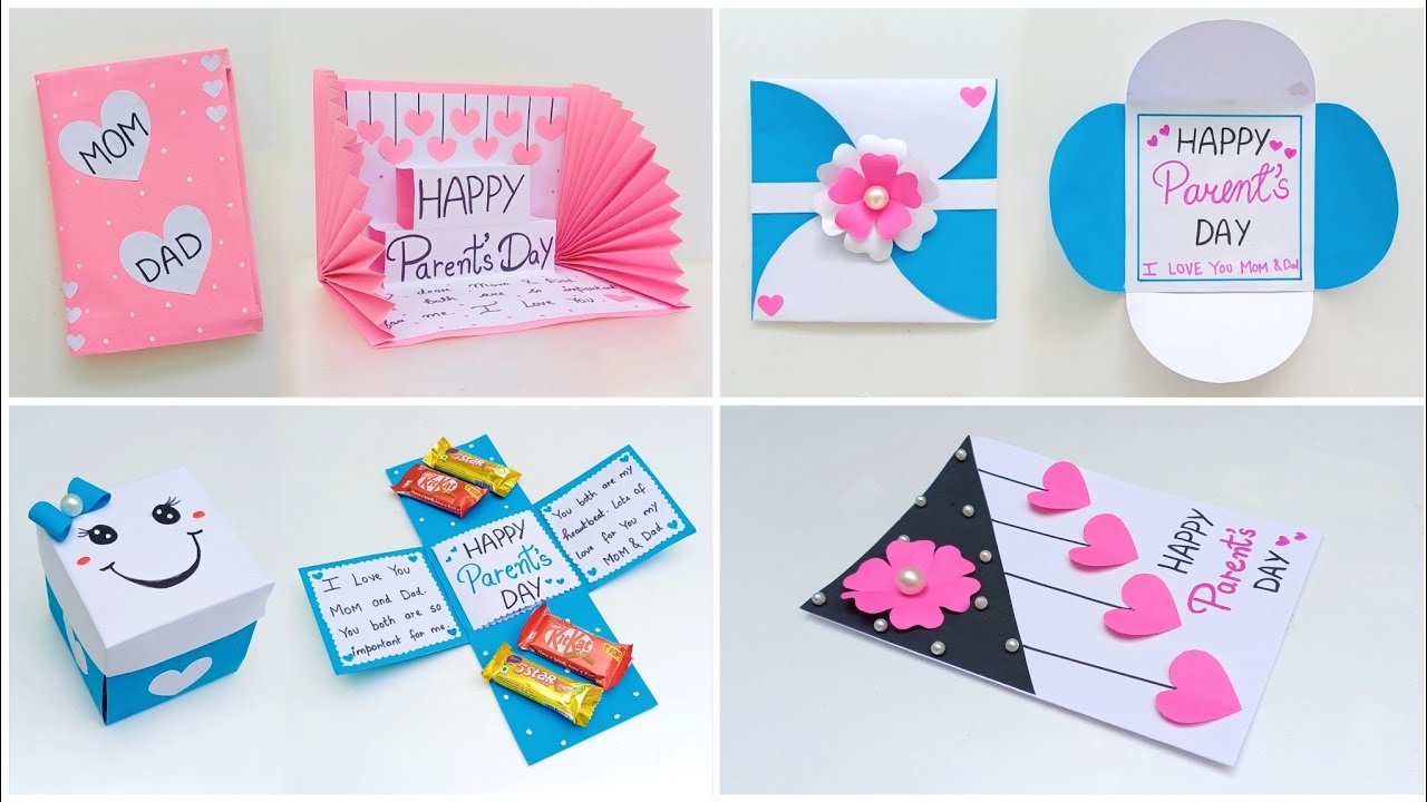 4 Easy & Beautiful Card For Parent's Day // How To Make Parents Day Greeting Card // Parent Day Card
