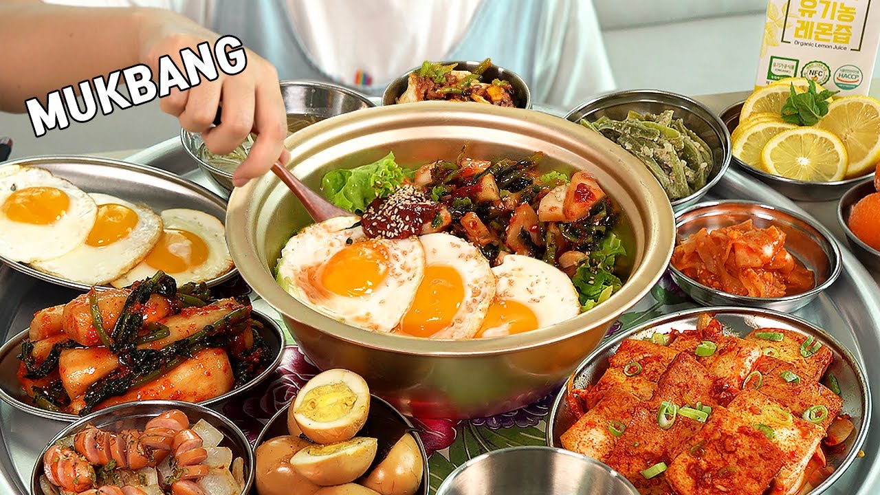 Mukbang  :)Корейскому пибимпапу на самом деле не нужны никакие другие гарниры.👍👍👍