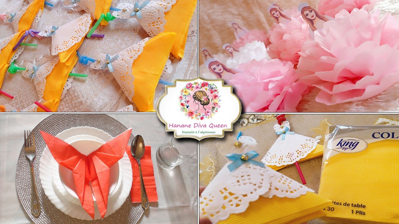 طي المناديل الورقية للخطوبة والأعراس ابهريهم بها  DIY Pliage des serviettes