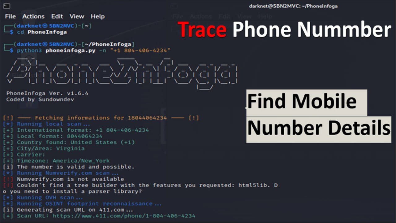 How To Find Mobile Number Details || Advanced Kali Linux Tool