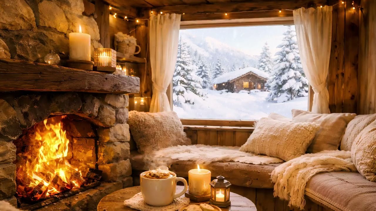After the Last Run of the Day… You Escape to This Ski Cabin ❄️🔥 (5 Hours Snow & Fireplace)