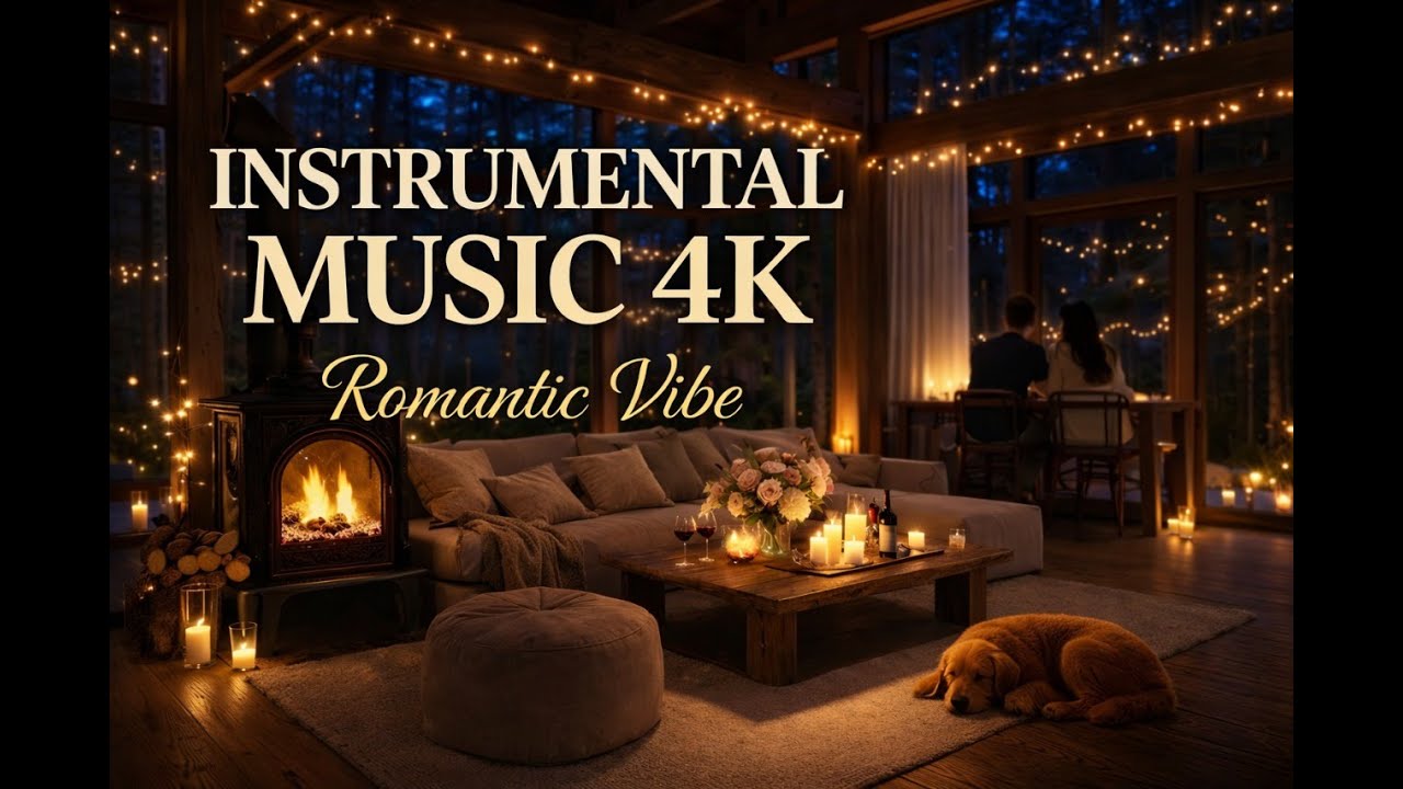 Romantic Fireplace Instrumental Music  Cozy Study, Meditation & Valentine Ambience#InstrumentalMusi