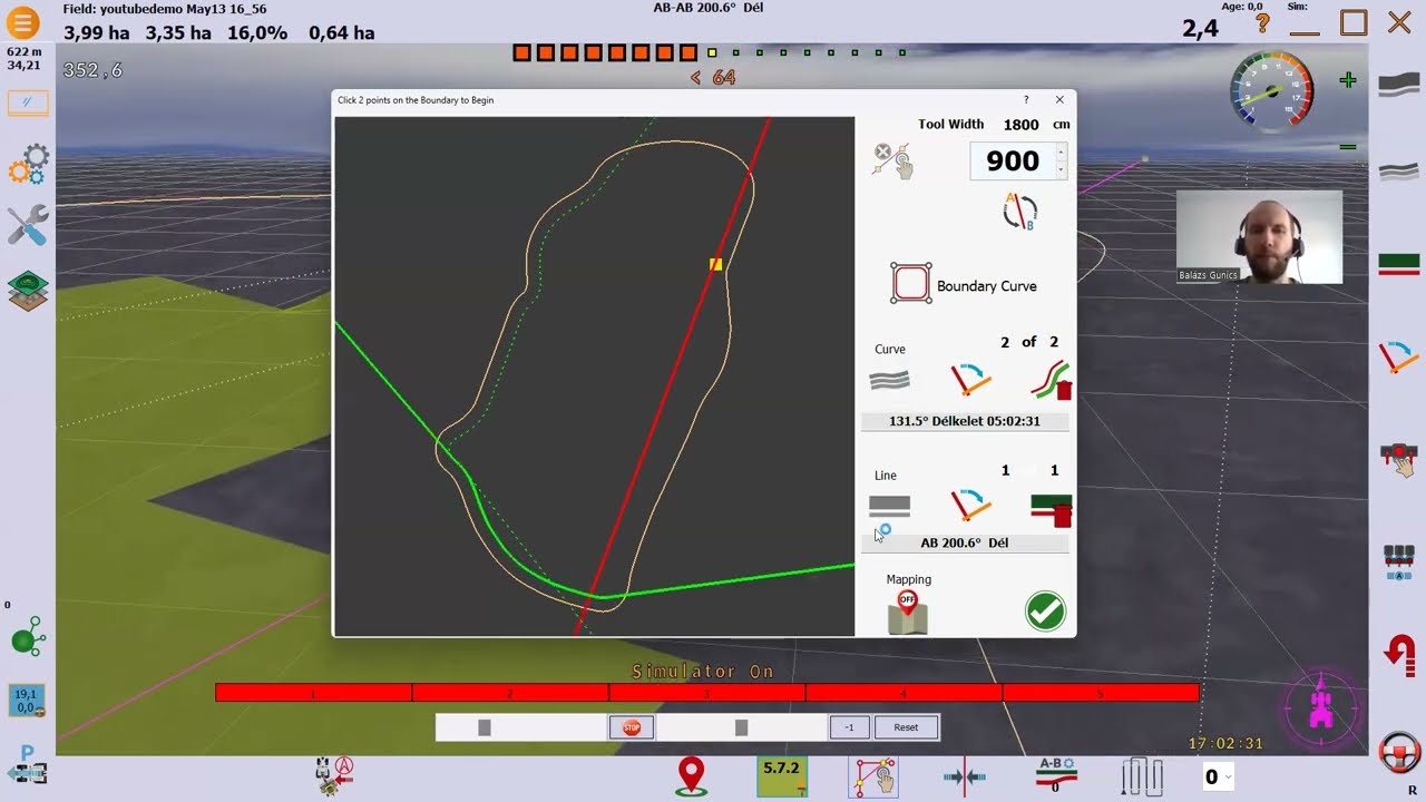 AgOpenGPS ingyenes RTK képes CM pontos sorvezető használata permetezéshez virtuális szakaszolással