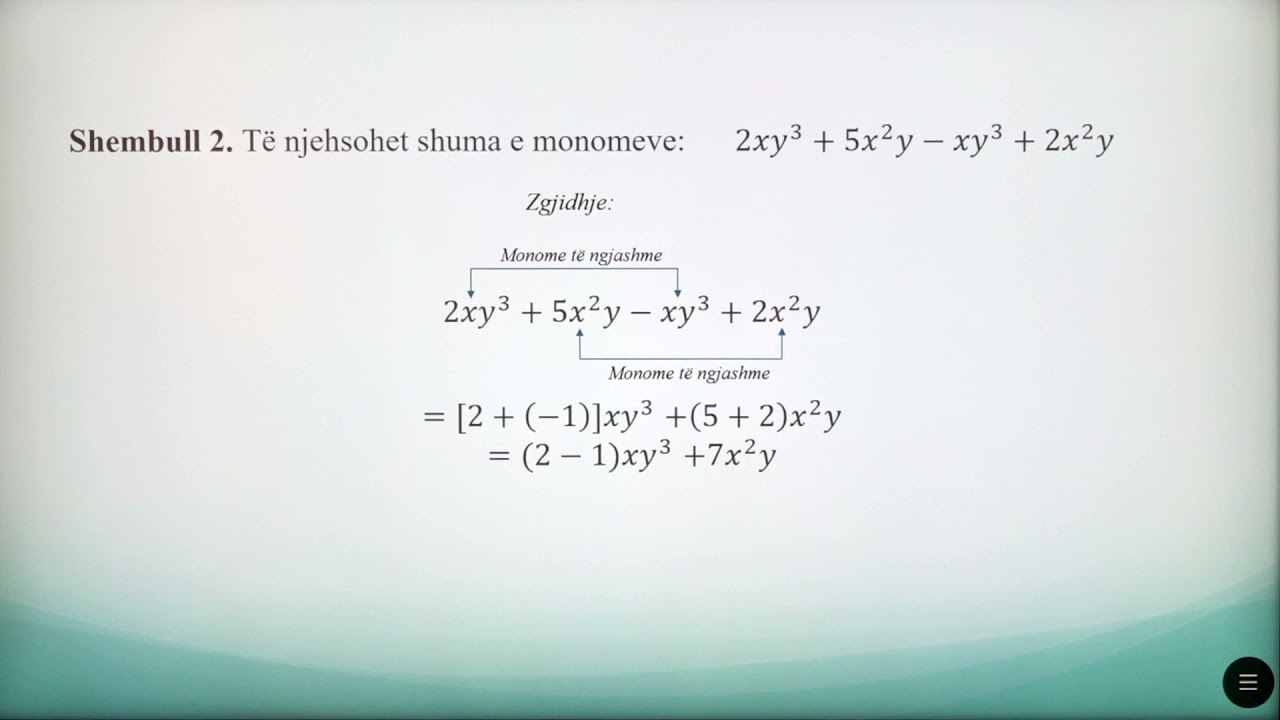 8 02 047 - Java e dymbëdhjetë - Matematikë - veprime me monome