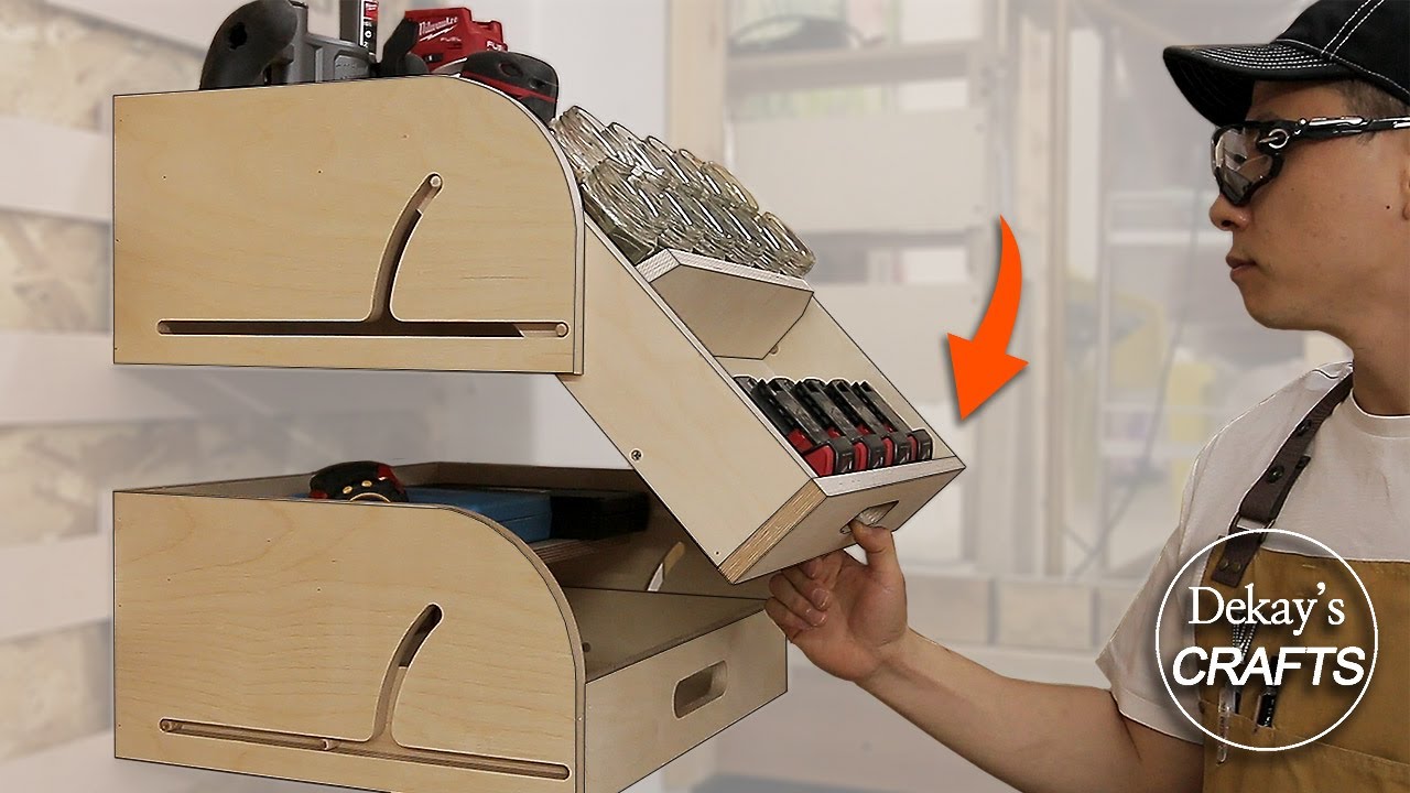 Unique Drawer Idea / Slide & Swing down drawer storage / mechanism