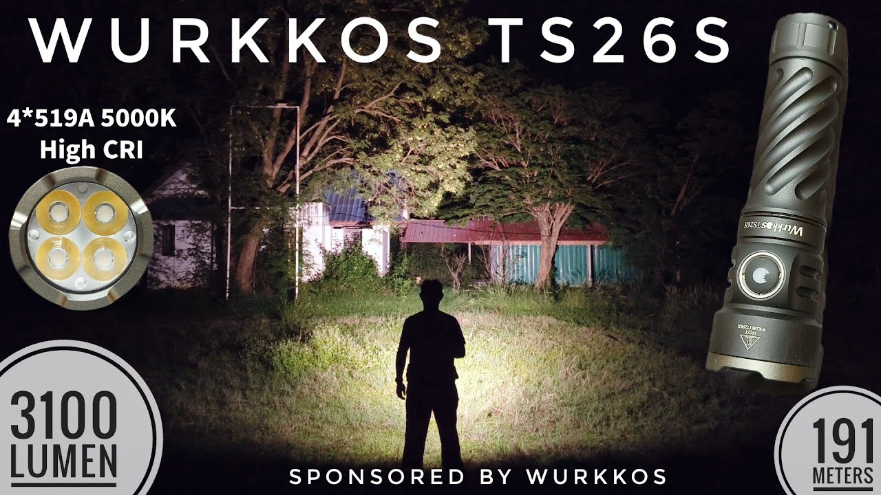 Обзор Wurkkos TS26S и сравнение Beamshots с Acebeam E75 и Wurkkos TS22 XHP70.3 HI