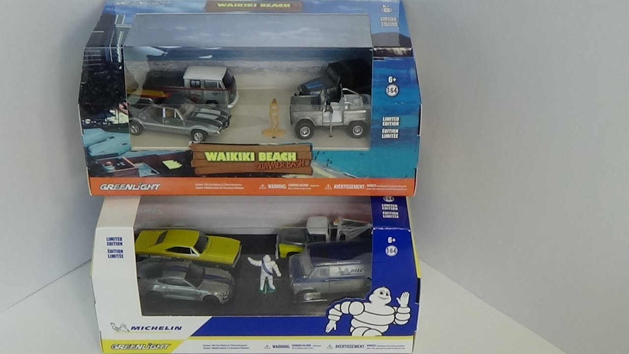 GREENLIGHT diorama Waikiki Beach & Michelin chase versions
