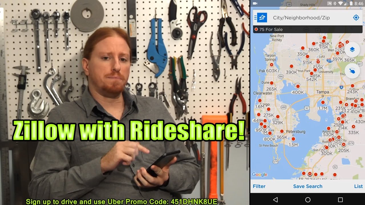 Zillow - A tool to find hot spots while doing rideshare in unfamiliar places.
