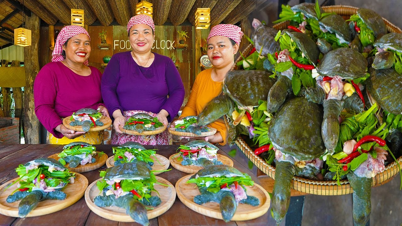 Amazing Cooking Turtles Steam in Salt Recipe | Yummy Turtle Roasted with Salt