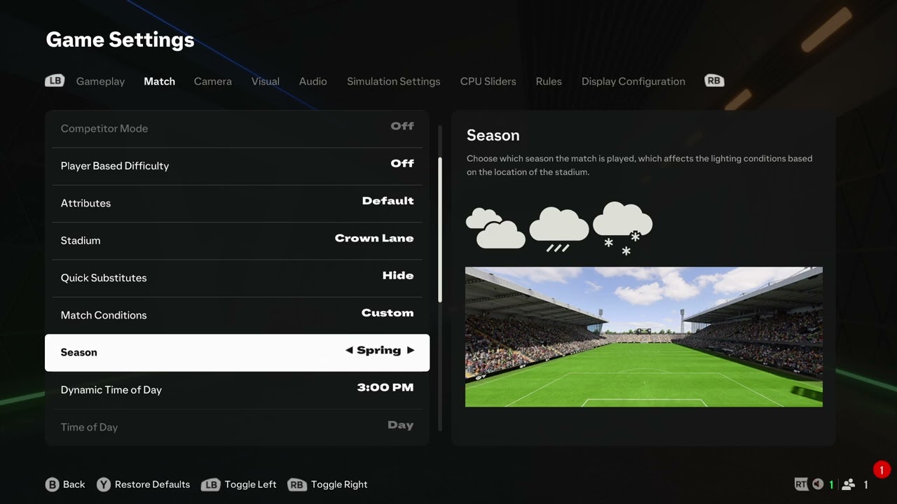 EA FC 25: как изменить погоду, время и поле?