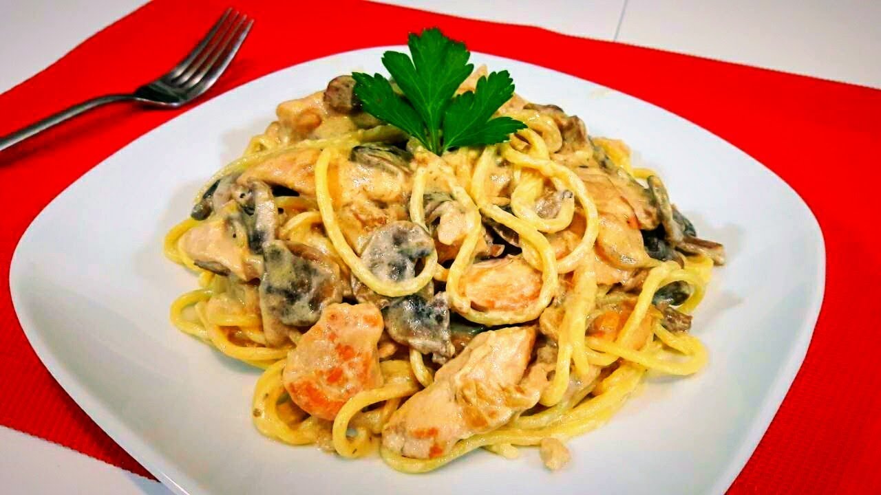 Паста с Курицей и Грибами в Сливочном Соусе Ну Как Же Это Вкусно! Быстрый Ужин Для Всей Семьи