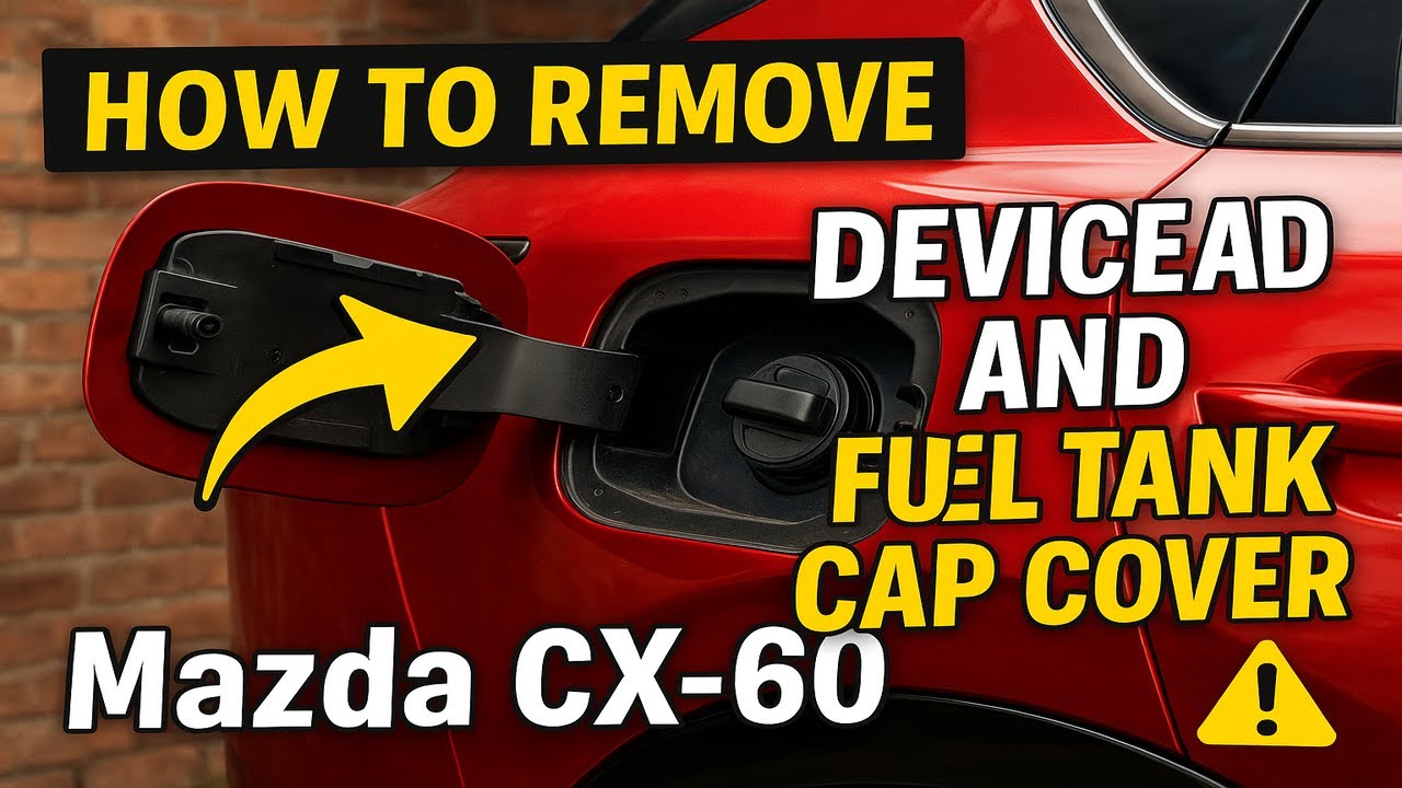 How to remove/disassemble the device and the fuel tank cap cover on a Mazda CX-60?