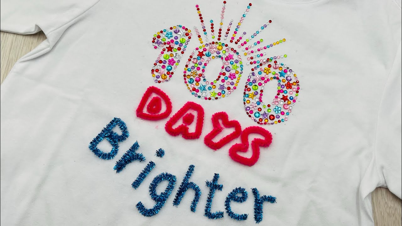 DIY 100 days of school T shirt | 100 days brighter T shirt idea