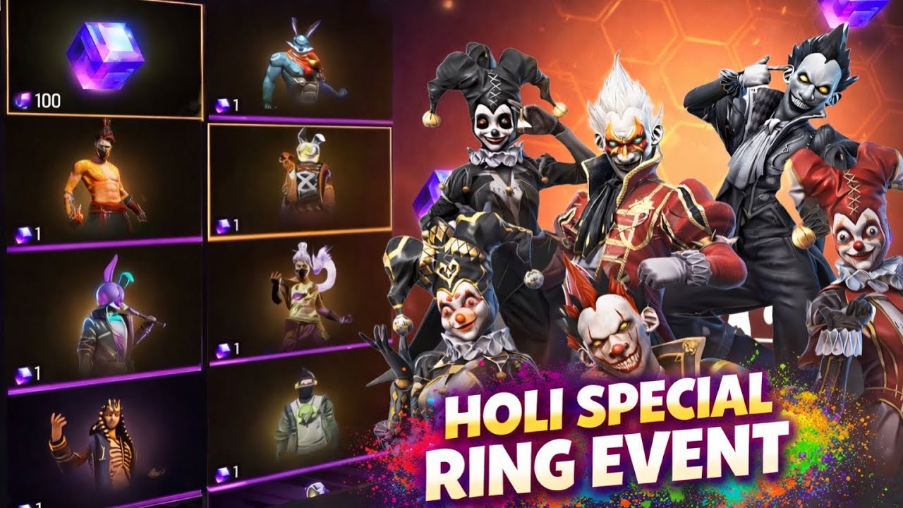 Holi Special Ring Event 2026 🎨 Golden Clown Joker 🤡 All Bundle Return Confirm? 💎 Free Fire 