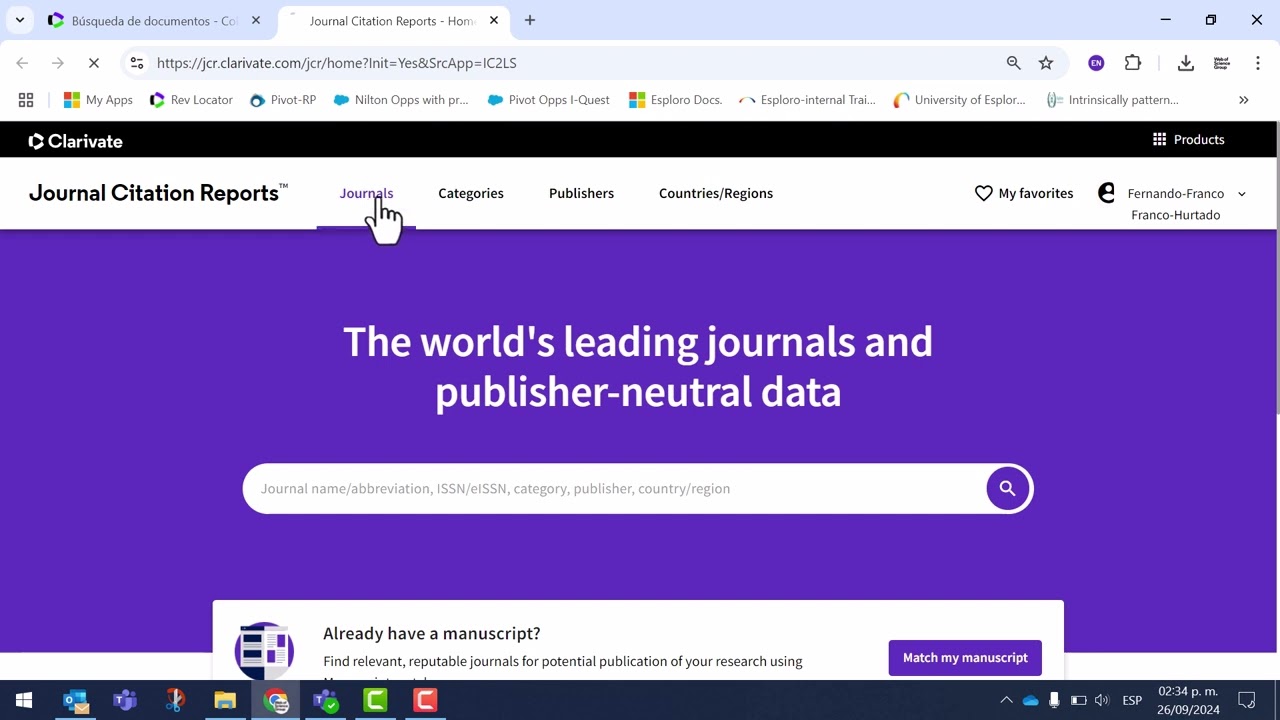 Navegación en revistas y documentos OA en WOS y Scielo CI.