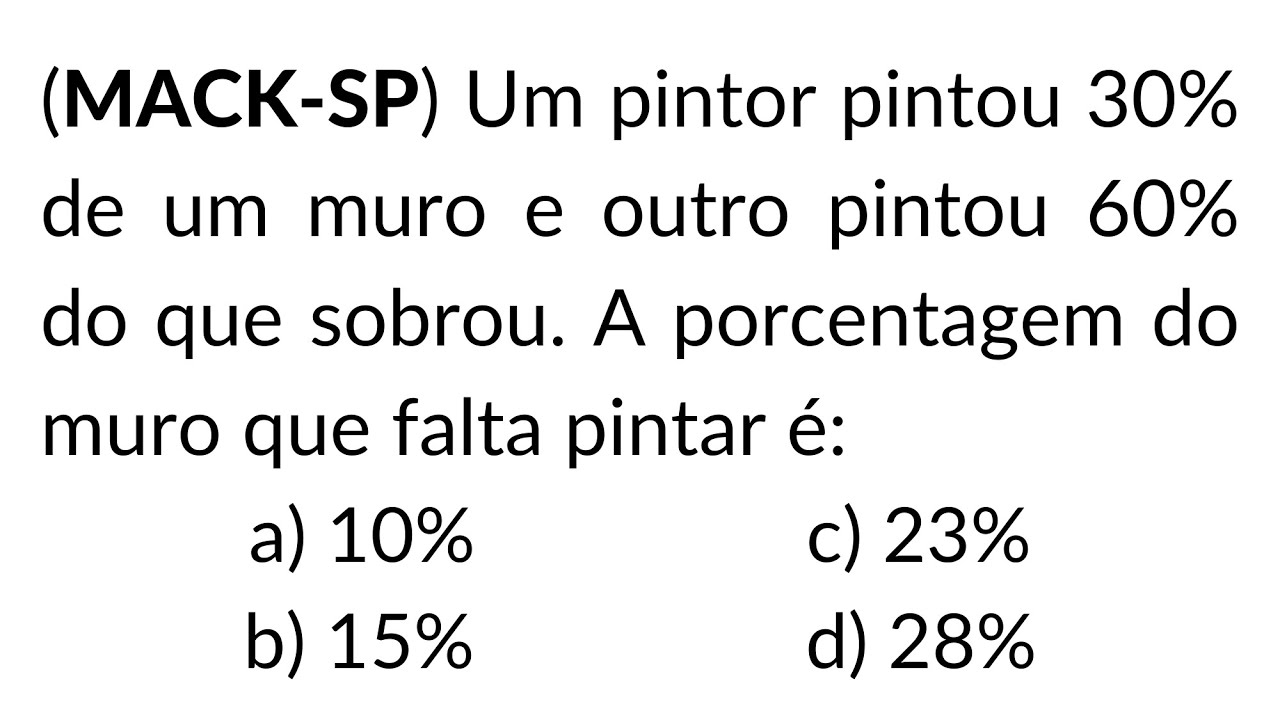 QUESTÃO DE PORCENTAGEM QUE A MAIORIA NÃO SABE RESOLVER! VOCÊ CONSEGUE ?