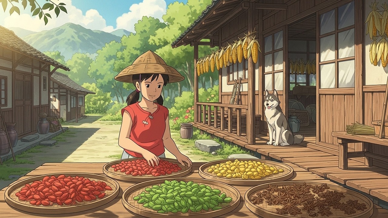 Harvesting Wild Spices in the Forest – Cooking Fragrant Braised Pork | Cozy Ghibli ASMR
