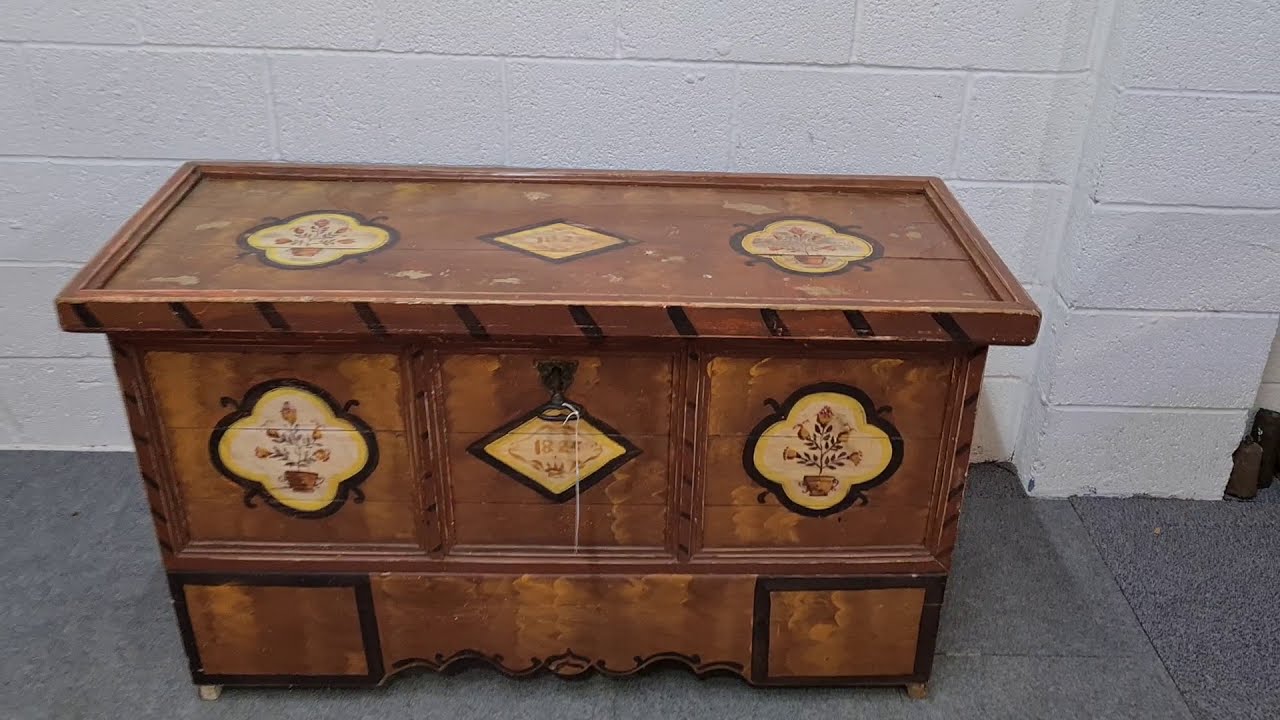 Very Old Large Painted Pine Box - Pinefinders  Old Pine Furniture Warehouse