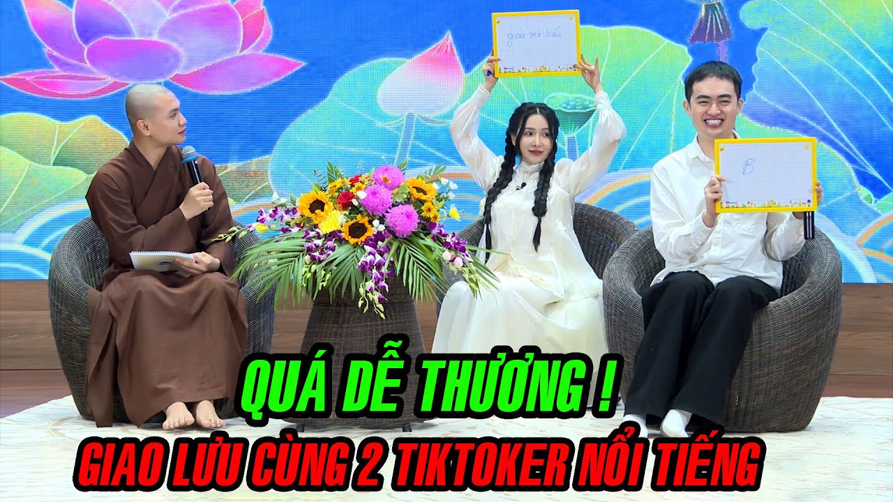 QUÁ DỄ THƯƠNG ! Giao lưu cùng 2 TIKTOKER NỔI TIẾNG Viên ViBi & Tina Thảo Thi tại chùa Hoằng Pháp